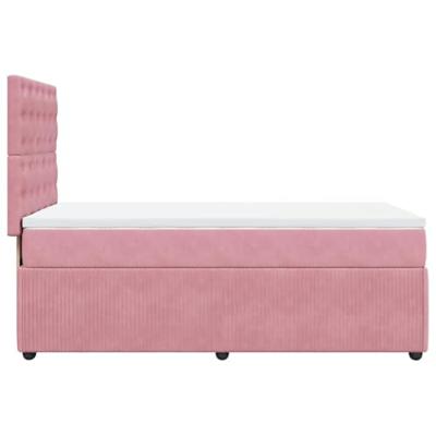 Boxspring met matras fluweel roze 100x200 cm