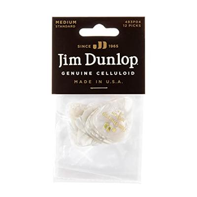 Dunlop 483P04MD Celluloid Shell Pick perloid wit medium plectrum set 12 stuks - thumbnail