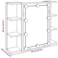 Spiegelkast met LED-verlichting 70x16,5x60 cm oud houtkleurig - thumbnail