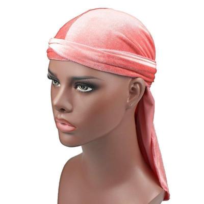 Fluweel tulband cap lange staart piraat Hat chemotherapie GLB (roze)