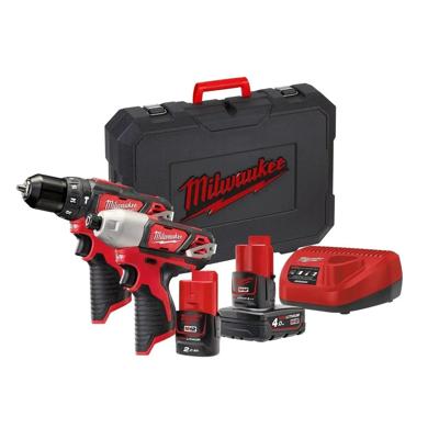 Milwaukee M12 BPP2B-421C Powerpack accu combiset 12V 2.0Ah & 4.0Ah Li-Ion M12™ in koffer - 4933443497 Milwaukee M12 BPP2B-421C Powerpack accu combiset 12V 2.0Ah & 4.0Ah Li-Ion M12™ in koffer - 4933443497