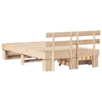 Bedframe met hoofdeinde Bruin 140 x 190 cm Massief grenenhout - thumbnail