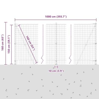 VidaXL Hek met paal groen 1,5 x 10 m staal