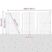 VidaXL Hek met paal groen 1,5 x 10 m staal - thumbnail