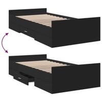 Bedframe met lades bewerkt hout zwart 75x190 cm - thumbnail
