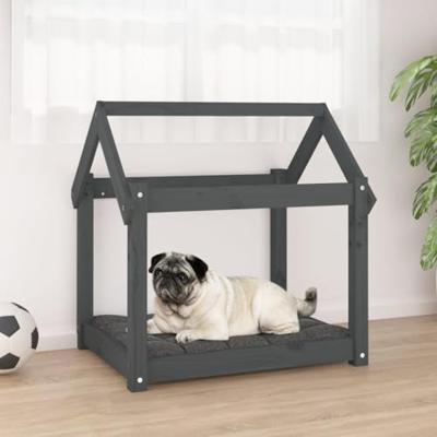 VidaXL Hondenmand 71x55x70 cm massief grenenhout grijs VidaXL Hondenmand 71x55x70 cm massief grenenhout grijs