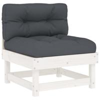 10-delige Loungeset met kussens massief hout wit - thumbnail
