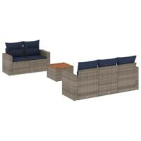 6-delige Loungeset met kussens poly rattan grijs - thumbnail
