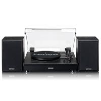 Lenco Riemaandrijving houten platenspeler met Bluetooth-ontvangst en 2 externe luidsprekers - LS-101BK - thumbnail