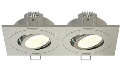 Inbouwspot Dubbel BWS Spears Dimbaar IP65 Geborsteld Staal