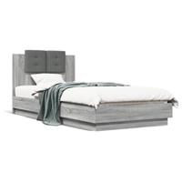 Bedframe met hoofdeinde bewerkt hout grijs sonoma 100x200 cm - thumbnail