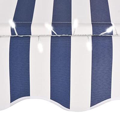 Luifel handmatig uitschuifbaar met LED 250 cm blauw en wit - thumbnail