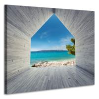 Schilderij - Uitzicht zee en bergen , premium print, 3 maten - thumbnail