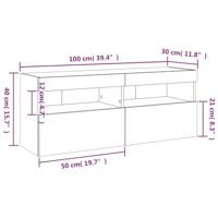 Tv-wandmeubel met LED-verlichting 100x30x40 cm gerookt eiken - thumbnail
