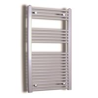 Elektrische Design Radiator Sanicare Plug & Play 111,8x45 cm Inox Look 596 Watt Met Chroom Thermostaat Links - thumbnail