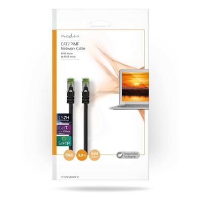 CAT7-Kabel | PiMF | RJ45 Male | RJ45 Male | 3.00 m | Rond | LSZH | Zwart | Polybag