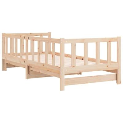 Slaapbank uitschuifbaar 2x(80x200) cm massief grenenhout