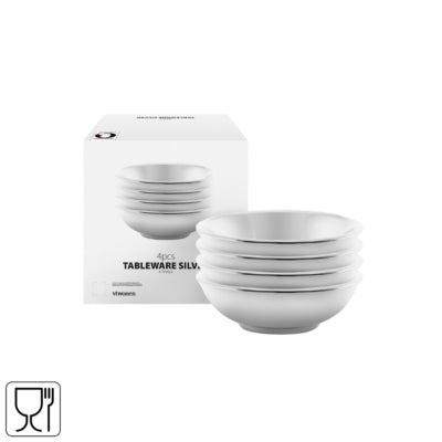 Vtwonen kom zilverkleurig 7 cm set van 4 | 6 stuks