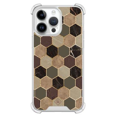 iPhone 14 Pro Max shockproof hoesje - Kubus groen bruin iPhone 14 Pro Max shockproof hoesje - Kubus groen bruin