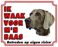 Weimaraner Waakbord - Ik waak voor mijn baas - thumbnail