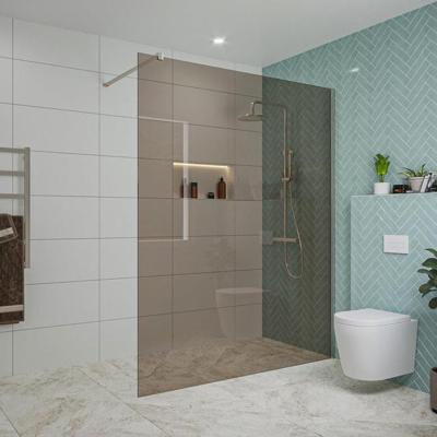 Fortifura Galeria inloopdouche - 160x200cm - rookglas - wandarm - Geborsteld RVS PVD (RVS) SW797942/SW797908