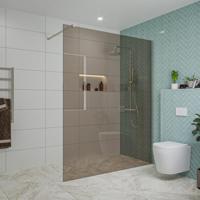 Fortifura Galeria inloopdouche - 160x200cm - rookglas - wandarm - Geborsteld RVS PVD (RVS) SW797942/SW797908 - thumbnail