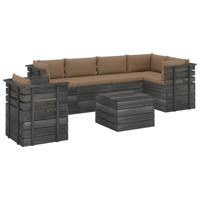 vidaXL 7-delige Loungeset met kussens pallet massief grenenhout - thumbnail