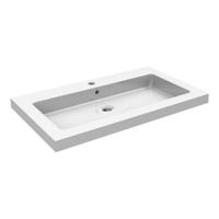 Wiesbaden Kera wastafel enkel met 1 kraangat 60x46x5 cm keramiek glans wit - thumbnail