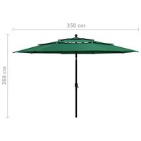 Parasol 3-laags met aluminium paal 3,5 m groen - thumbnail