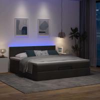 Ottoman bed met matras en LED's 100x200 cm stof zwart - thumbnail
