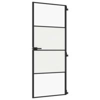 VidaXL Binnendeur smal 83x201,5 cm gehard glas en aluminium zwart - thumbnail