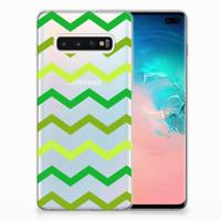 Samsung Galaxy S10 Plus | TPU bumper | Zigzag Groen - thumbnail
