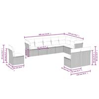 10-delige Loungeset met kussens poly rattan beige - thumbnail