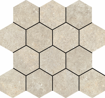Stoneland Ivory mozaiek hexagon op net van 29x27cm