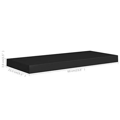 Wandschap zwevend 60x23,5x3,8 cm MDF zwart - thumbnail