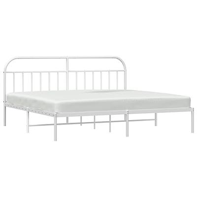 Bedframe met hoofdbord metaal wit 200x200 cm