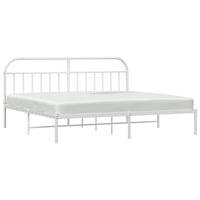Bedframe met hoofdbord metaal wit 200x200 cm - thumbnail
