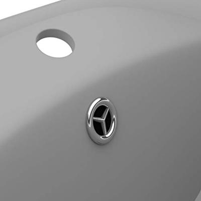 VidaXL Wastafel met overloop ovaal 58,5x39 cm keramiek mat lichtgrijs