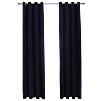VidaXL Gordijn verduisterend met ringen 2 st 140x245 cm fluweel zwart - thumbnail