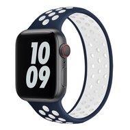 Solo Loop Sportbandje - Maat: S - Blauw + Wit - Geschikt voor Apple Watch 44mm / 45mm / 46mm / 49mm - thumbnail