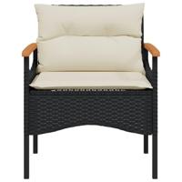 4-delige Loungeset met kussens poly rattan zwart - thumbnail
