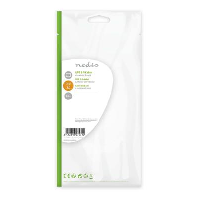 USB 2.0-Kabel | A Male - B Male | 2,0 m | Zwart