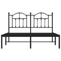 Bedframe met hoofdbord metaal zwart 140x190 cm - thumbnail