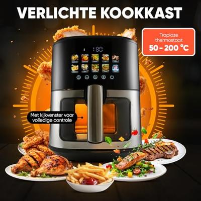 ProfiCook PC-FR 1286 H friteuse Enkel 6,5 l Vrijstaand 1700 W Heteluchtfriteuse Zwart, Roestvrijstaal