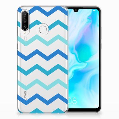 Huawei P30 Lite | TPU bumper | Zigzag Blauw Huawei P30 Lite | TPU bumper | Zigzag Blauw