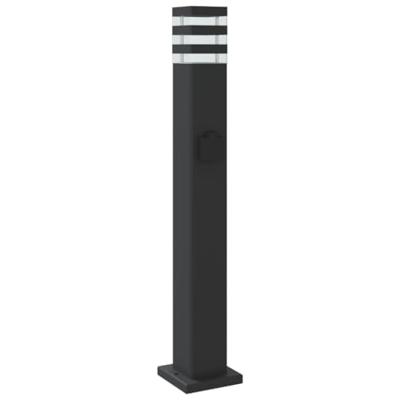 VidaXL Vloerlamp voor buiten met stopcontact 80 cm aluminium zwart - thumbnail