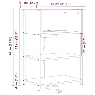 Nachtkastje bruin eikenkleur 55 x 31 x 76 cm Bewerkt hout
