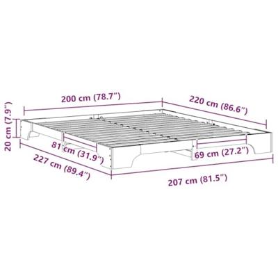 Bedframe met opslag Bruin 200 x 220 cm Massief grenenhout Bedframe met opslag Bruin 200 x 220 cm Massief grenenhout