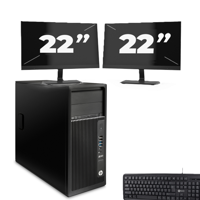 HP Z240 Tower - Intel Core i5-7e Generatie - 8GB RAM - 256GB SSD - Windows 11 + 2x 22 inch Monitor - thumbnail