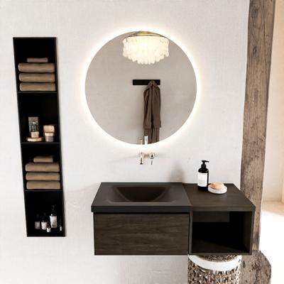 MONDIAZ BUKLA 100cm badmeubel met open module 40 kleur Dark Brown met 1 lade. Wastafel CLOUD links 0 kraangaten kleur Urban. MONDIAZ BUKLA 100cm badmeubel met open module 40 kleur Dark Brown met 1 lade. Wastafel CLOUD links 0 kraangaten kleur Urban.
